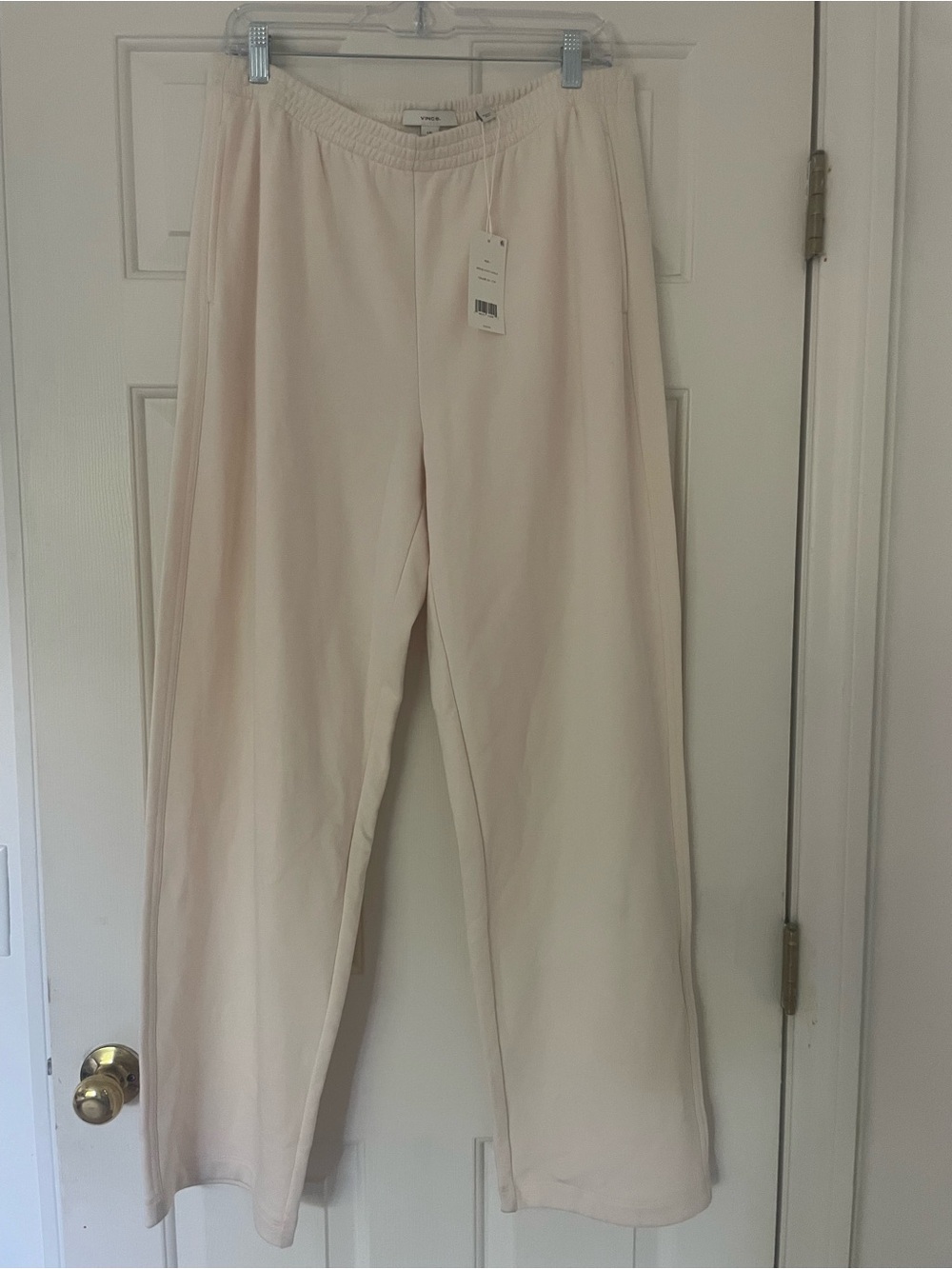 Vince Cream Wide-Leg Pull-On Track/lounge Pants nwt Sz L